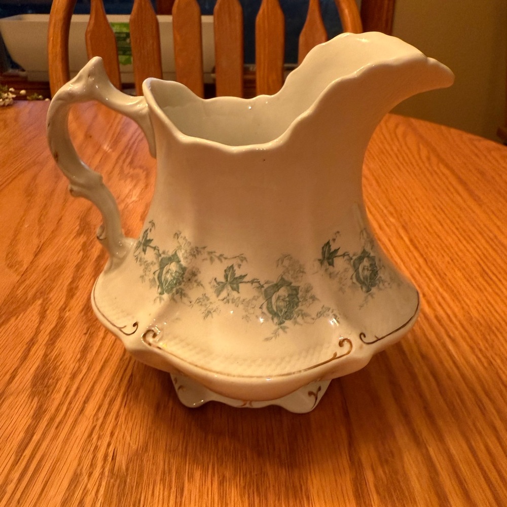 Elegant Vintage Floral Semi-Porcelain Pitcher